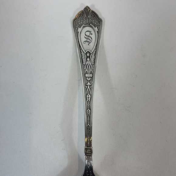 Antique Schulz & Fischer Cleopatra Sterling Silver Serving Spoon, Monogram S - Picture 2 of 4